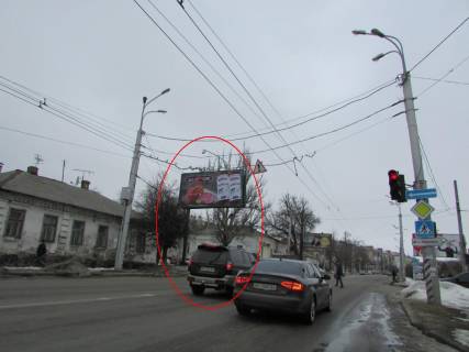 Билборд B в Полтаве, 3х6  Сінна вул. та  Юліана Матвійчук вул. (Пушкіна). (перехр.) фото 1