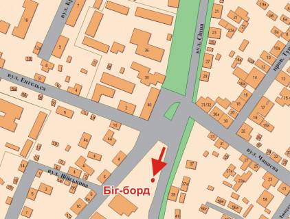 Билборд A в Полтаве, 3х6  Сінна вул. - О.Гончара вул. (Енгельса)перехр. схема