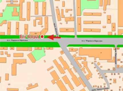 Билборд A в Полтаве, 3х6  Решетилівська вул. (Маршала Бірюзова)., (зуп. ЗБВ - 7) схема