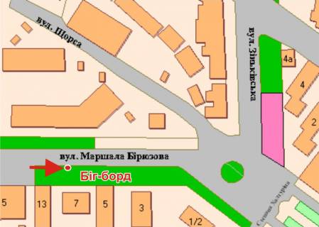 Билборд A в Полтаве, 3х6  М.Бирюзова вул., 7 схема