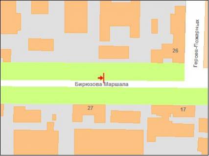 Билборд B в Полтаве ул. М.Бирюзова, (ост. Ф-ка "Демитекс") схема