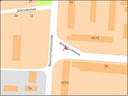 Билборд A в Полтаве вул. Івана Мазепи (Калініна),50/12(р.полоса)(Автовокзал) схема