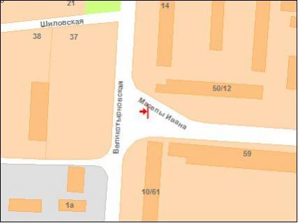 Билборд A в Полтаве вул. Івана Мазепи (Калініна),50/12(р.полоса)(Автовокзал) схема