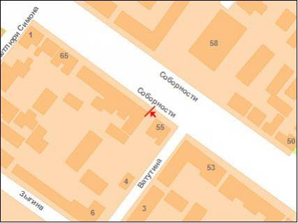 Билборд B в Полтаве вул. Соборності (Жовтнева),55 схема
