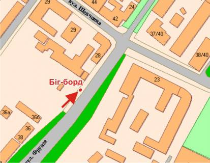 Билборд B в Полтаве, 3х6  Європейська вул. (Фрунзе) (зуп. Шевченка) схема