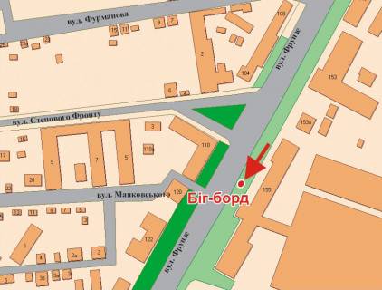 Билборд B в Полтаве, 3х6  Європейська вул. (Фрунзе), 155 ("Електромотор) схема