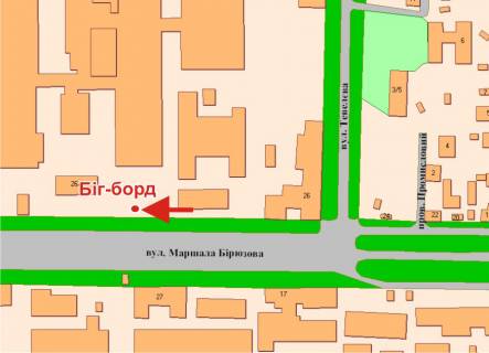 Billboard A in Poltava, 3х6  M.Biruzova st., (zup. F-ka "Demiteks") scheme