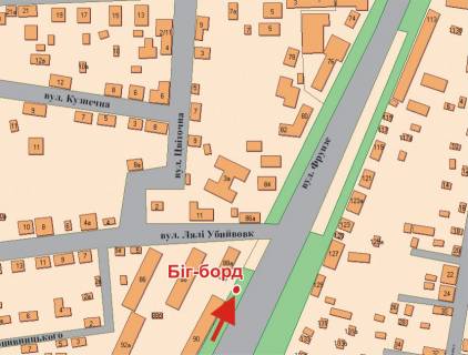 Билборд B в Полтаве, 3х6  Європейська вул. (Фрунзе), 88(зуп. Лялі Убийвовк) схема