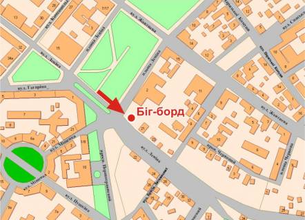 Билборд B в Полтаве, 3х6  Небесної Сотні вул. (Леніна),21 схема