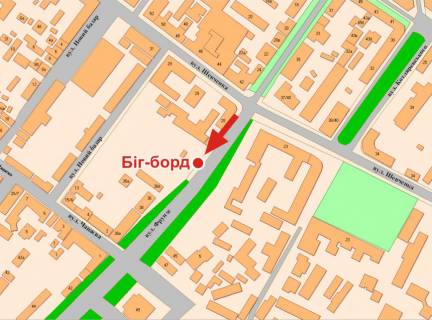 Билборд A в Полтаве, 3х6  Європейська вул. (Фрунзе) (зуп. Шевченка) схема