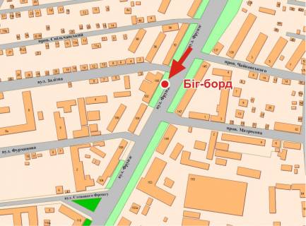 Билборд A в Полтаве, 3х6  Європейська вул. (Фрунзе),100 (зуп.Фурманова) схема