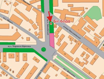 Билборд A в Полтаве, 3х6  Зіньківська вул.,4(Турбомех.з-д) схема