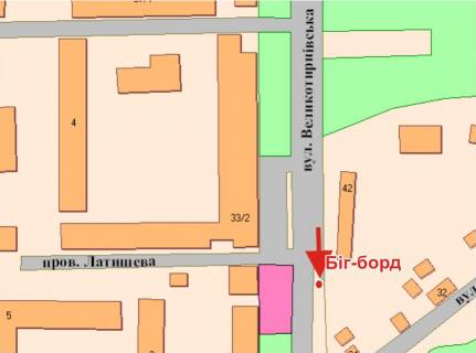 Билборд B в Полтаве, 3х6  В.Тирнівська вул.ТЦ "Половка" схема
