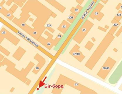 Білборд, Бігборд (Борд)  B у Полтаві, 3х6  Європейська вул. (Фрунзе) навпроти Центр. Ринку схема