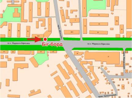 Билборд B в Полтаве, 3х6  Решетилівська вул. (Маршала Бірюзова)., (зуп. ЗБВ - 7) схема