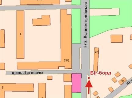 Билборд A в Полтаве, 3х6  В.Тирнівська вул.ТЦ "Половка" схема