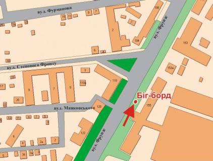 Билборд A в Полтаве, 3х6  Європейська вул. (Фрунзе), 155 ("Електромотор) схема