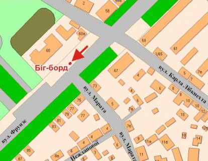 Billboard A in Poltava, 3х6  Evropejs'ka st. (Frunze), 60 (Konkord) scheme