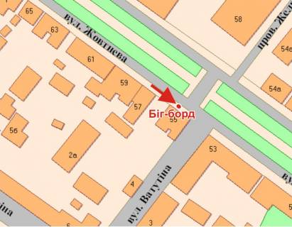Білборд, Бігборд (Борд)  A у Полтаві, 3х6  Соборності вул.(Жовтнева) - Української Повстанської Армії вул. (Ватутіна). схема