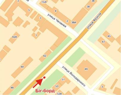 Билборд A в Полтаве, 3х6  Європейська вул. (Фрунзе),63 схема