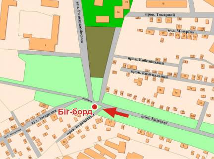 Billboard B in Poltava, 3х6  K.Sose st. - st.Grusevs'kogo (bila avtorinku) scheme