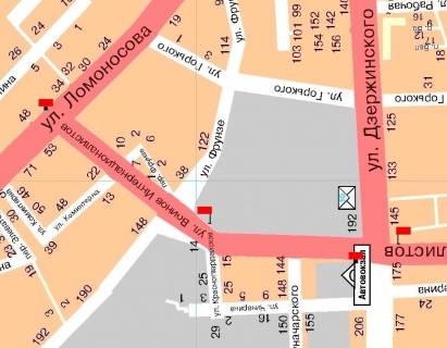 Билборд  в Мелитополе БР 069 Б     ул В.Интернац.  и  ул. Г.Сагайдачного (Фрунзе)      (Автолюкс) схема