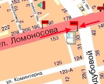 Билборд  в Мелитополе БР 051 Б       ул. Ломоносова,  166                                                (СШ №19) схема