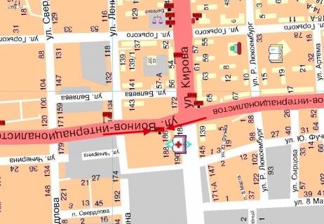 Билборд  в Мелитополе БР 071 Б     Ул Воинов-интерн. 184 Б                      (Мед.Училище) схема