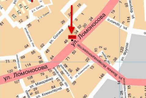 Билборд  в Мелитополе БР 014 A      2  пер. ул.В. Интернационалистов- ул. Ломоносова    (Т обр) схема