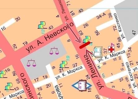 Билборд  в Мелитополе БР 111 А       ул. Гетманская (Ленина), 83                  ( Горотдел) схема