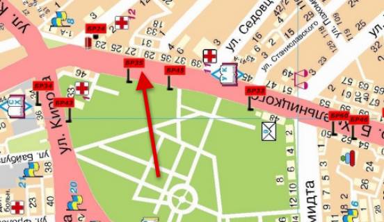 Билборд  в Мелитополе БР 035 Б       пр. Б. Хмельницкого, 27                                     (Башня) схема