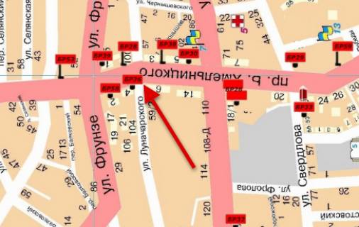 Билборд  в Мелитополе БР 036 Б       пр. Б. Хмельницкого, 4                                (Водоканал) схема