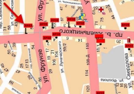 Билборд  в Мелитополе БР 053 Б       пр-т. 50-летия Победы                       (пер. Балковский правый 2) схема