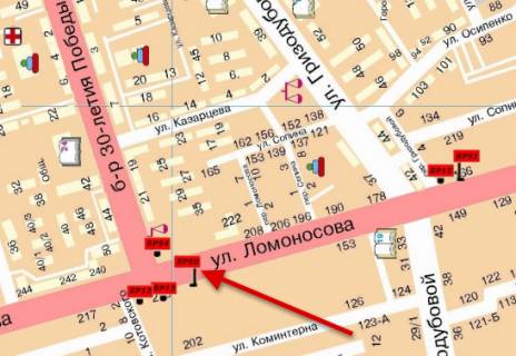 Билборд  в Мелитополе БР 050 А       ул. Ломоносова,  199                           (Спорт школа 3) схема