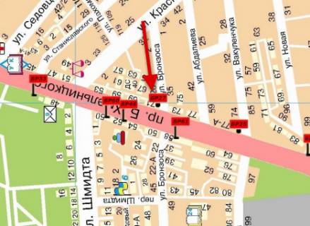 Билборд  в Мелитополе БР 027 Б       пр. Б. Хмельницкого, 71                                        (Палас) схема