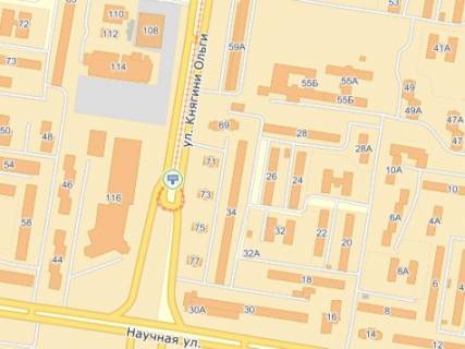 Билборд A в Львове вул.Кн.Ольги 73, готель Супутник, Аквапарк, до вул.В.Великого схема