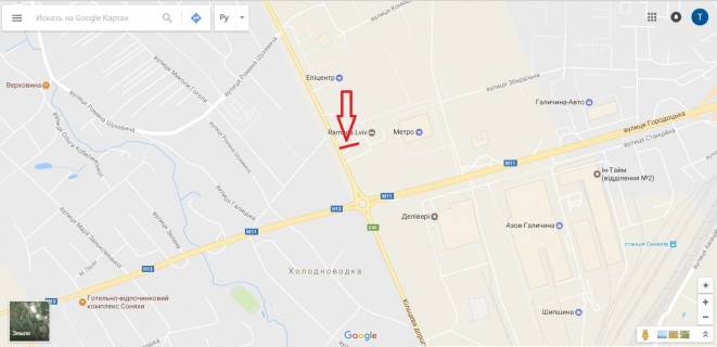 Билборд B в Львове, 3х6  вул.Городоцька біля Епіцентру (готель Рамада) (правий) вїзд у місто схема