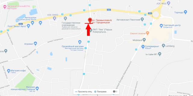 Билборд B в Львове, 3х6  вул Промислова - вул Городницька схема