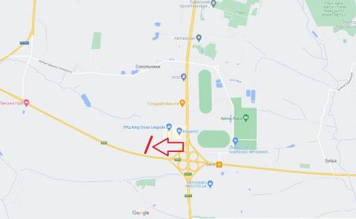Билборд A на трассах Львовской области, 3х12  М-10, Західний обхід м. Львова, км 14+400, King Cross Leopolis, Епіцентр, Арена Львів ліворуч схема