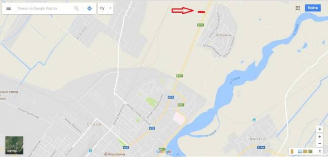 Билборд A в Стрые, 3х6  м.Стрий, в'зд у місто схема