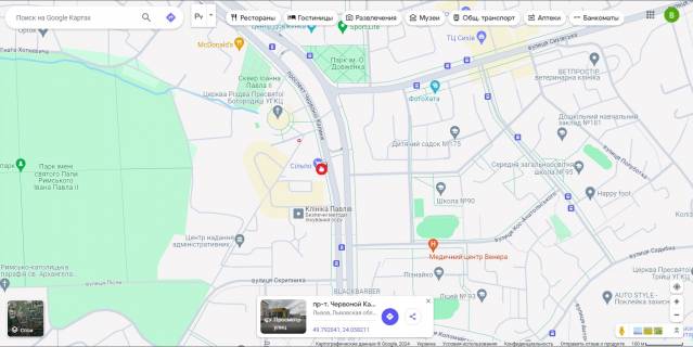 Ситилайт A в Львове, 1,2х1,8  Проспект Червоної Калини, 62 (зупинка "Сихівська райадміністрація") ТЦ "ВАМ" схема