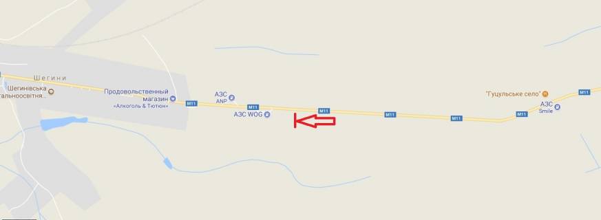 Билборд B в Шегини, 3х6  М 11 Львів-Шегині, км 76+900, ліворуч схема