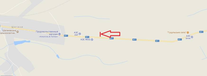 Билборд A в Шегини, 3х6  М 11 Львів-Шегині, км 76+900, праворуч схема