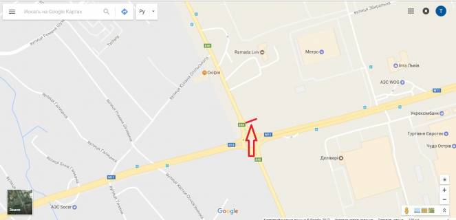 Билборд A в трасах Львова, 3х12  вул.Городоцька до Епіцентру схема