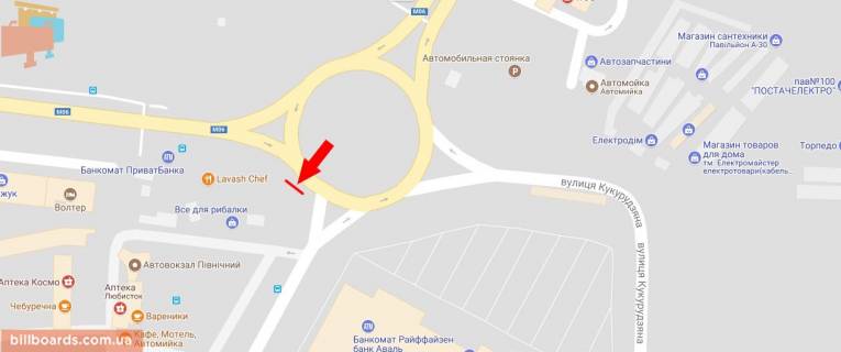 Билборд A в Львове Кільце Хмельницького-Липинського  правий (біля ТЦ ЕПІЦЕНТР) схема