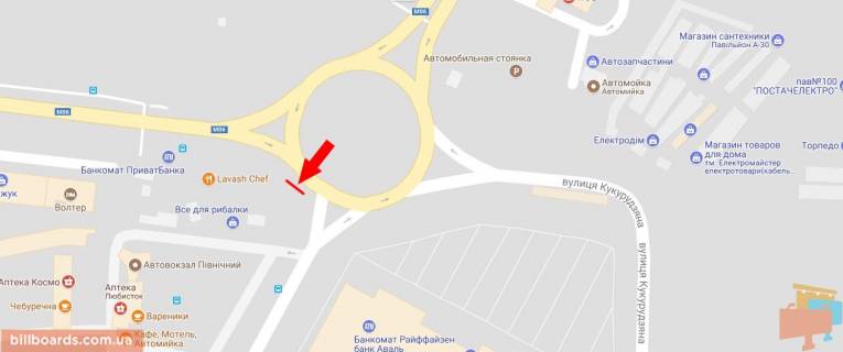 Билборд A в Львове Кільце Хмельницького-Липинського  лівий (біля ТЦ ЕПІЦЕНТР) схема