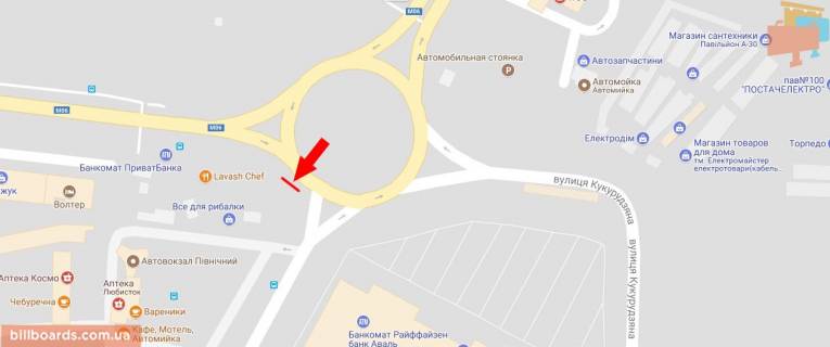Билборд A в Львове Кільце Хмельницького-Липинського  лівий (біля ТЦ ЕПІЦЕНТР) схема