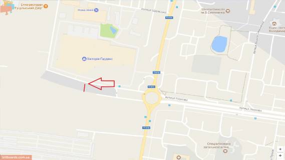 Билборд B в Львове вул. Кульпарцівська, ТЦ Victoria Gardens, 130 м від проїзду схема