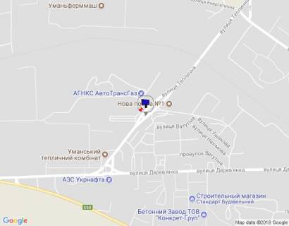 Билборд A в Умане, 6х3  (вул.Героїв Сталінграда)  вул. Теплична, 8 напрямок від вул.Дерев"янко, 1-й від ГРС, НИЖНІЙ, сторона А схема