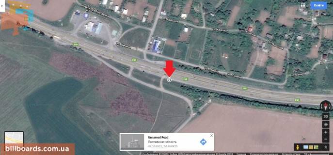 Билборд A в Полтаве трасса Киев- Харьков 500 м до гипермаркета Метро схема